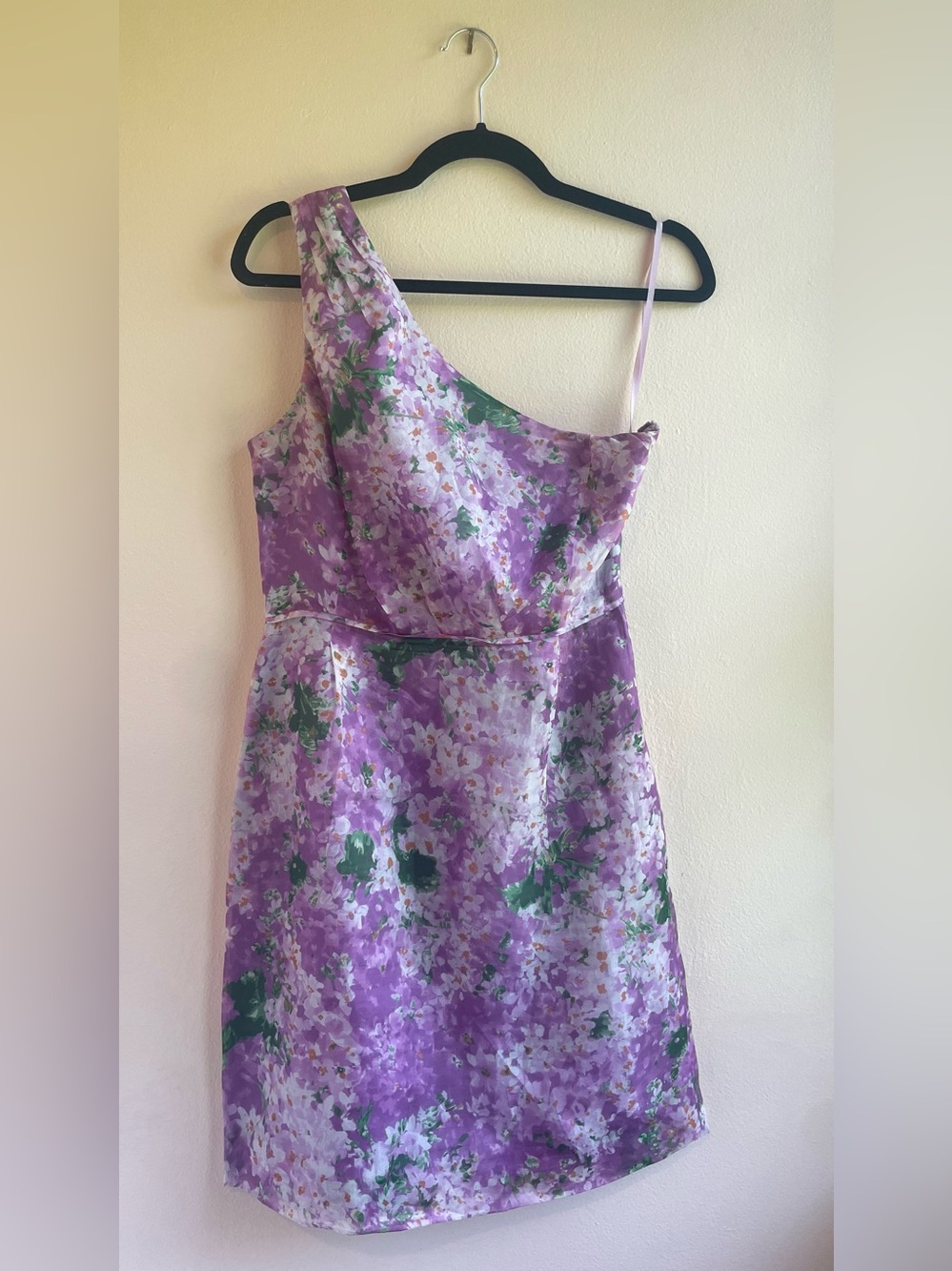 J.Crew Collection One-Shoulder Silk Floral Midi Dress Lilac